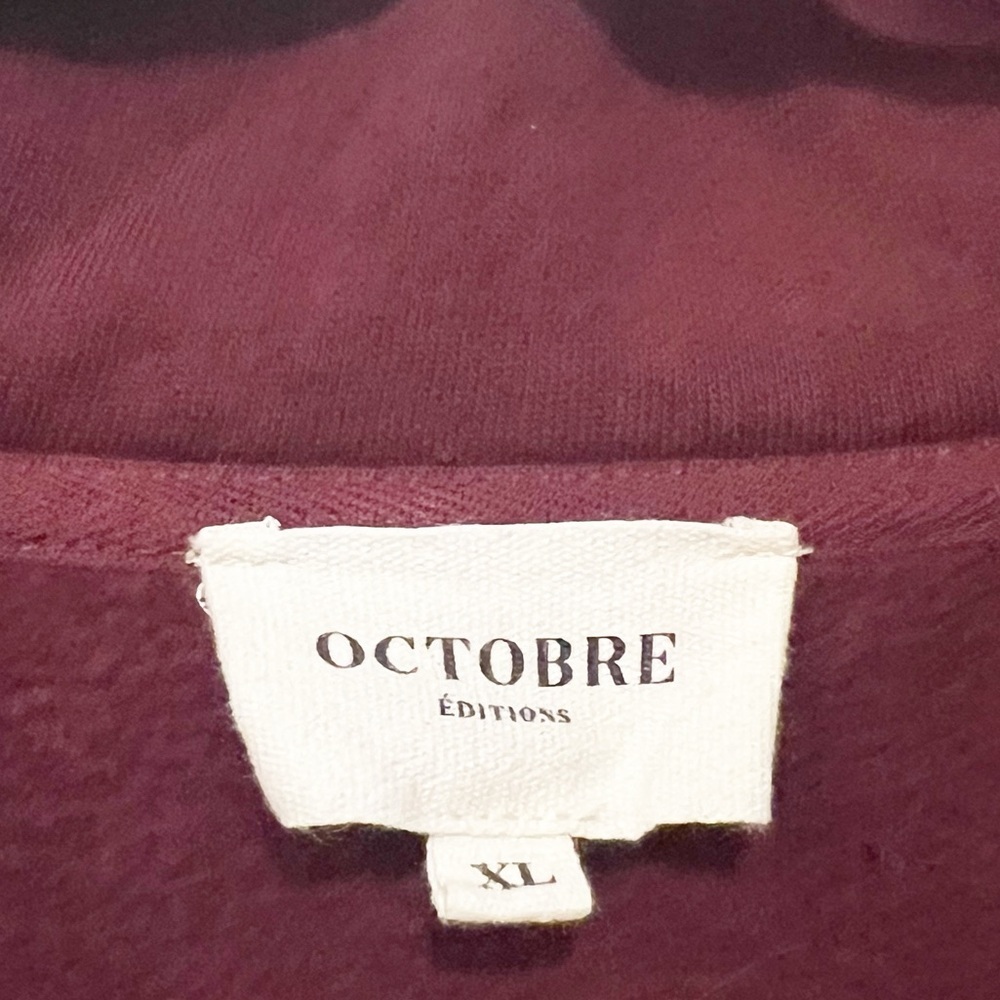Octobre Editions Sezane Men’s Nichols Burgundy Exposed Quarter Zip Sweatshirt - Picture 8 of 11